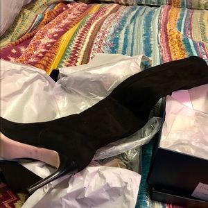 NEW ColeHaan Black Suede Thigh high boots
