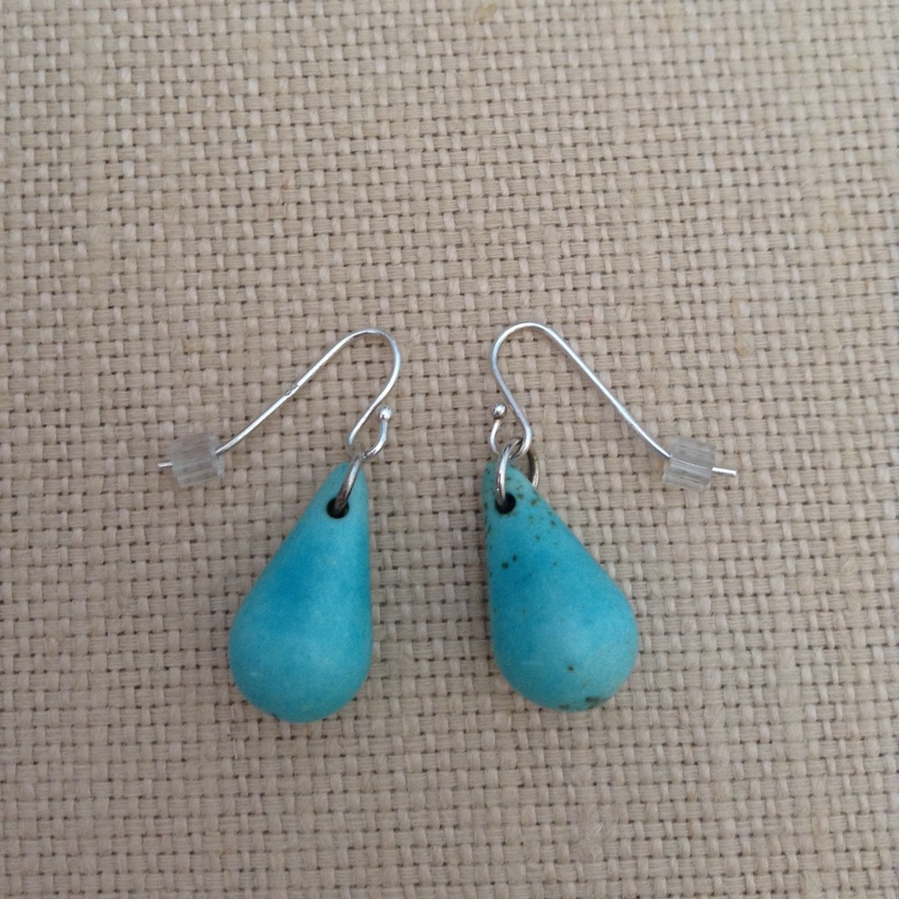 .925 silver ear wire turquoise drop earrings