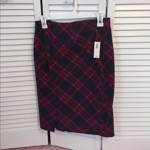 Red and navy pencil skirt