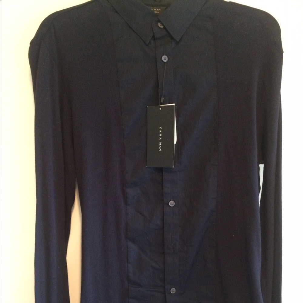 New blouse shirt from zara men's dark blue