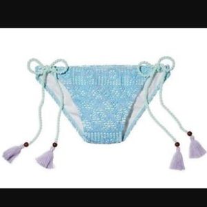 Victoria's Secret Bikini Bottom Blue Crochet NWT