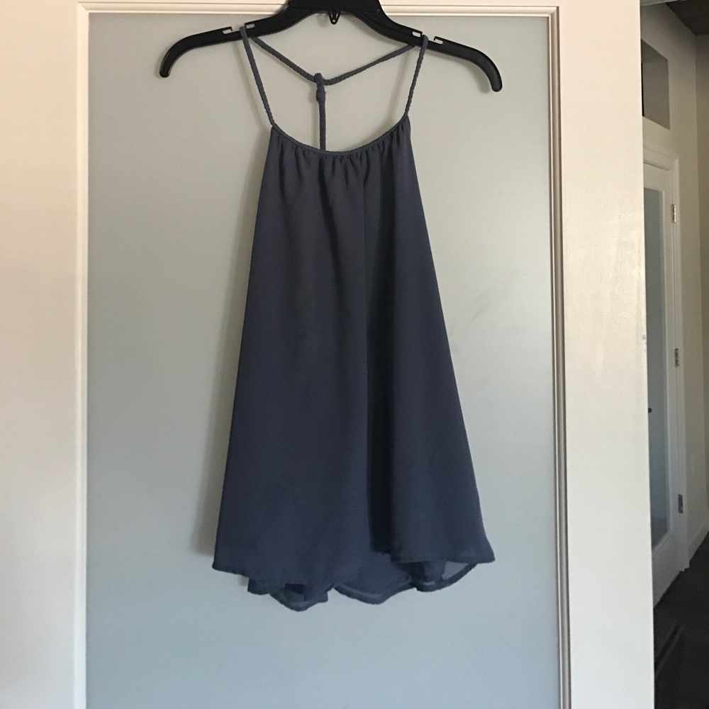 Blue open back tank