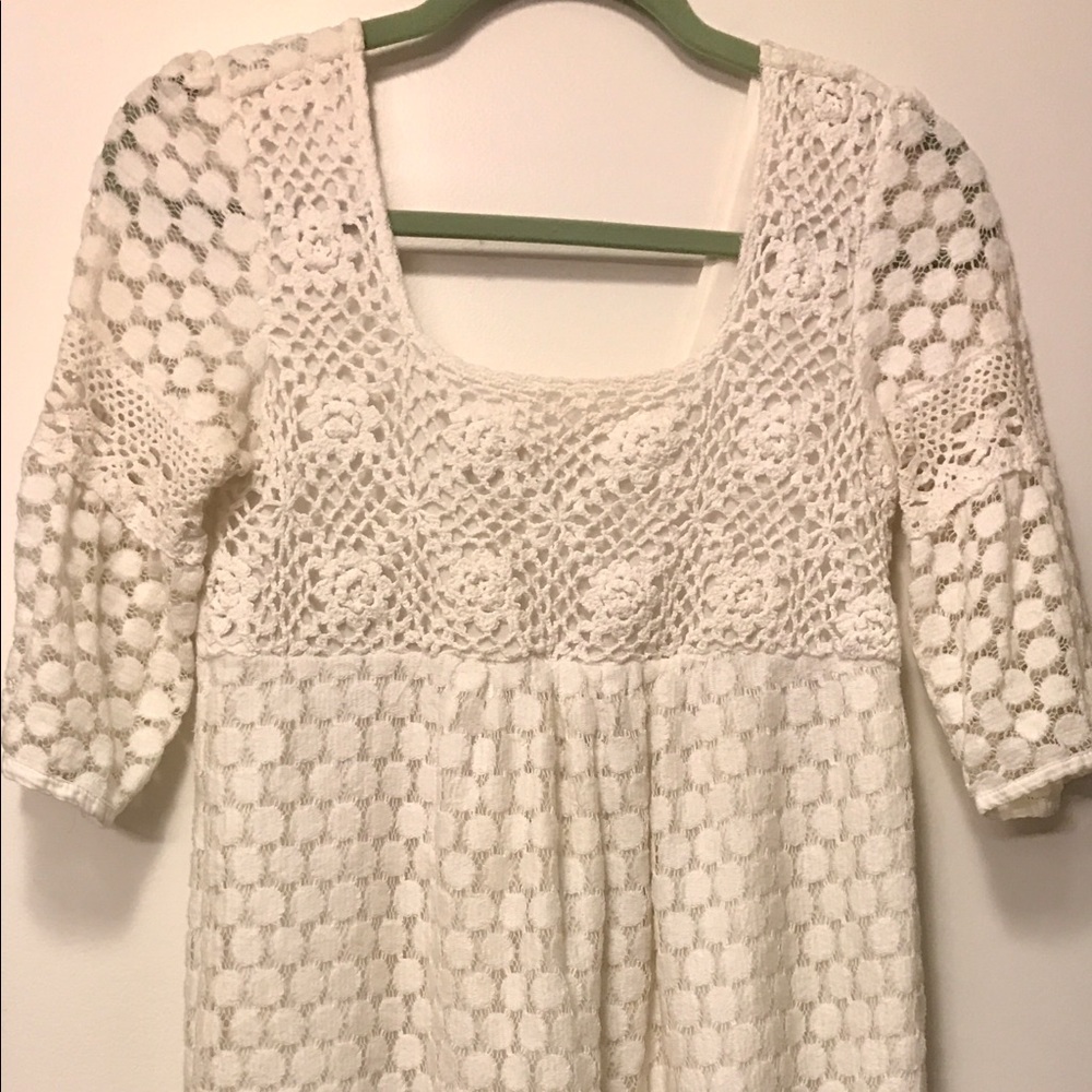 Solitaire White Crochet Lace Dress