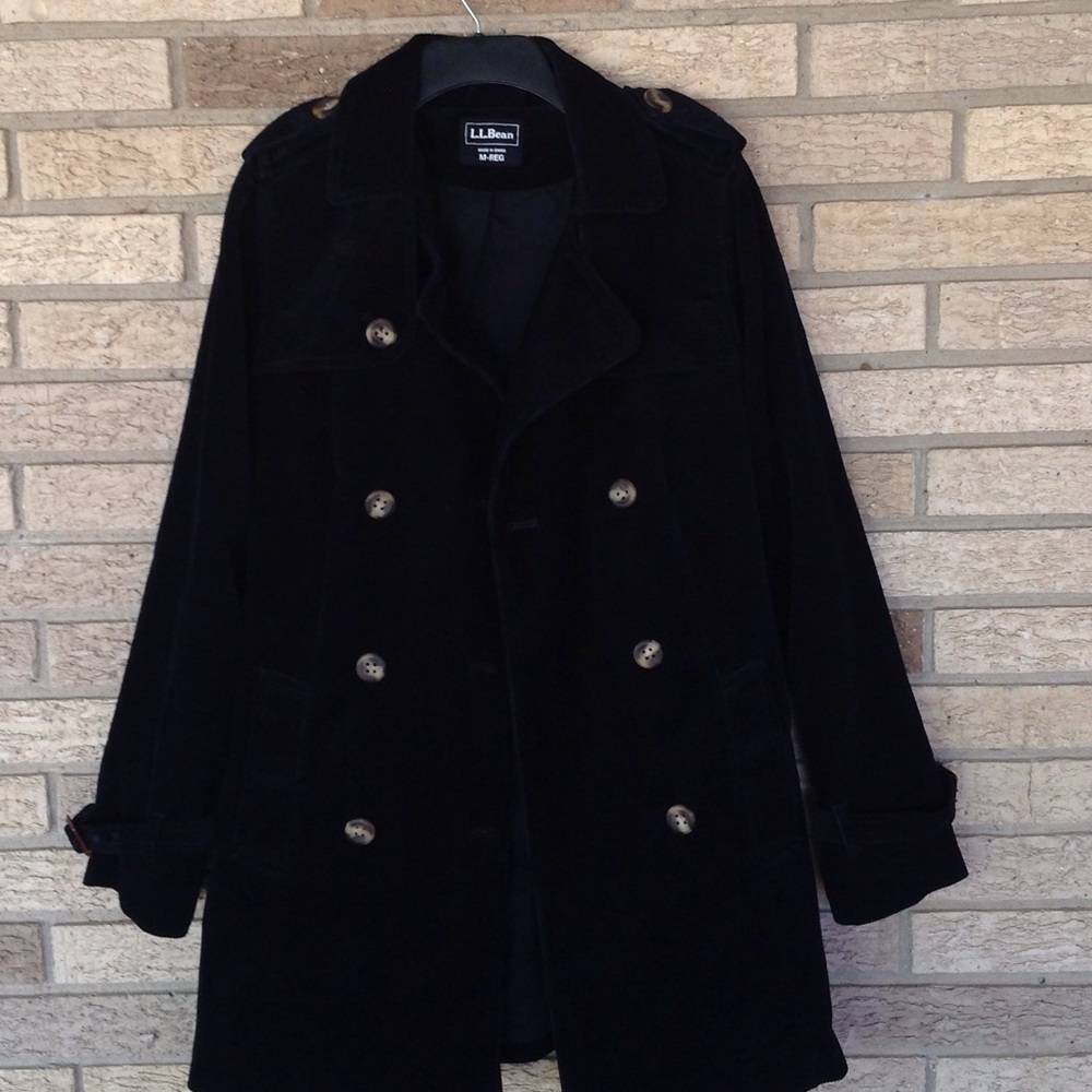 L.L. Bean Corduroy Navy Peacoat Sz M-Reg
