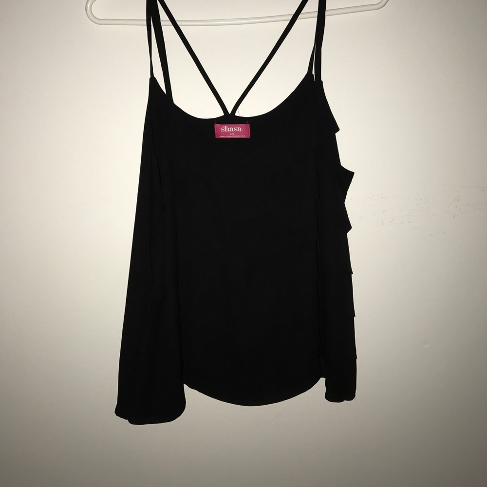 Black ruffled top