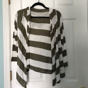 Army Green and White Sweater