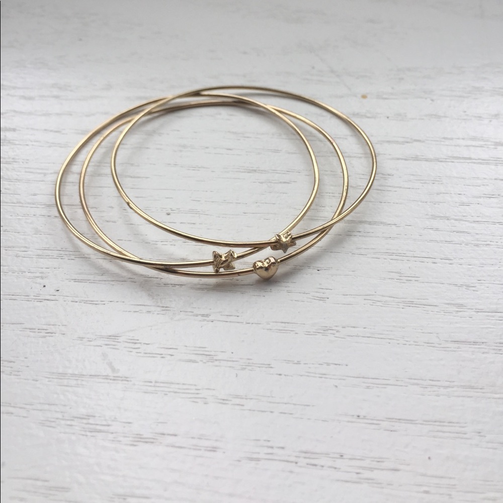 Adorable Gold Bird Star Heart Bangle Bracelets