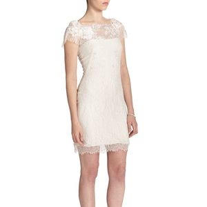 Marchesa Notte White lace cocktail dress