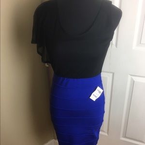NWT Sleeveless Black and Royal Blue Dress