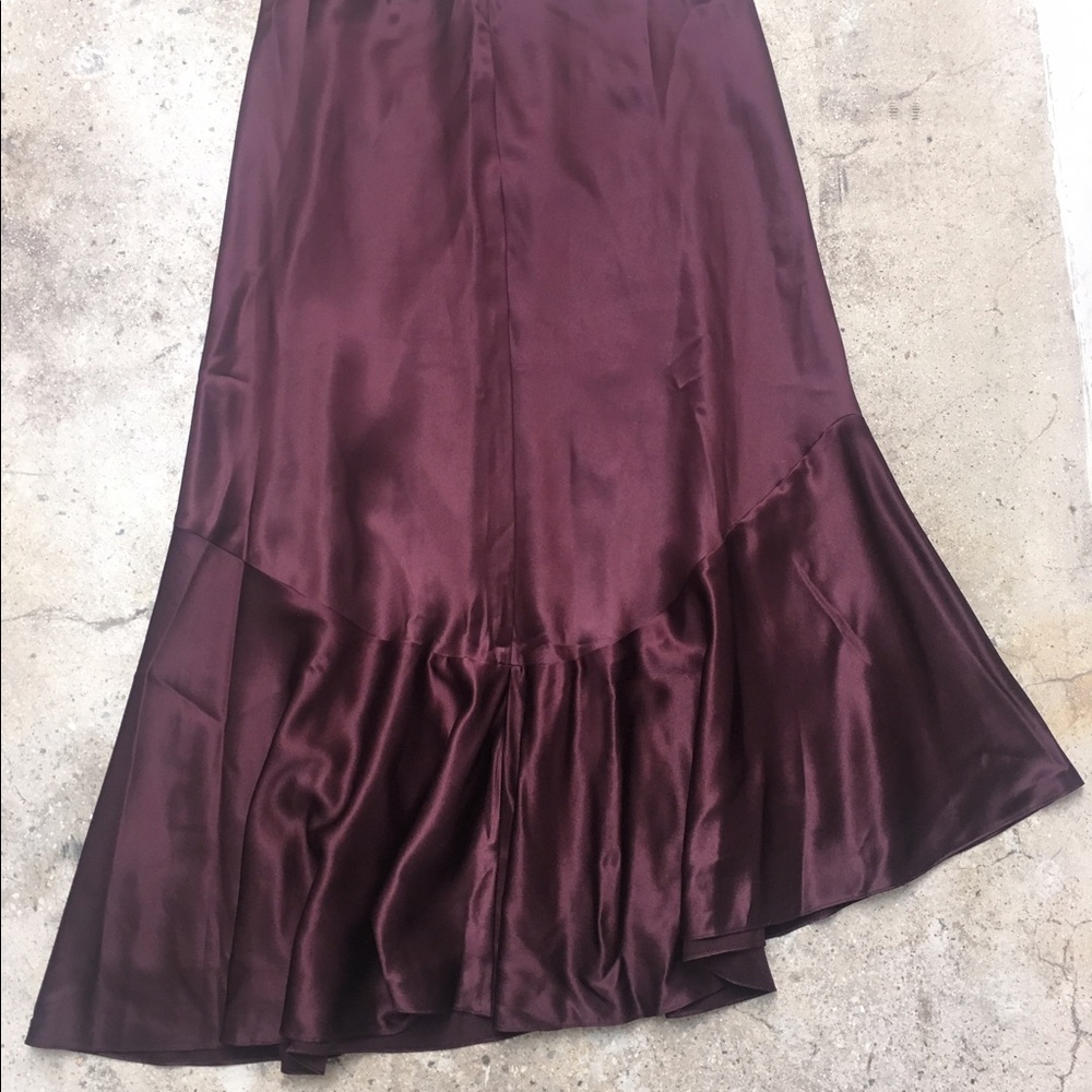 Lauren by Ralph Lauren Burgundy Silk Ruffle skirt
