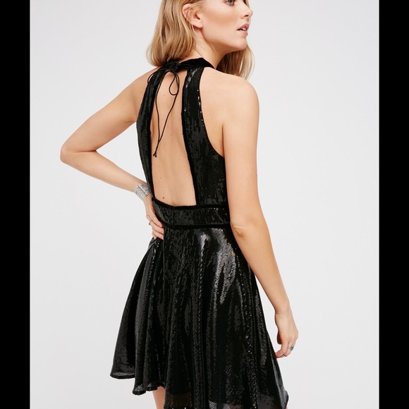 SOLD Brand New Free People Noir Sequin Film Dress - Picture 3 of 7