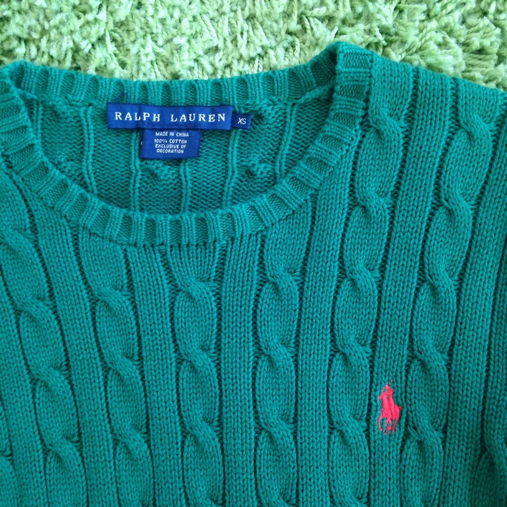 WOMENS GREEN RALPH LAUREN POLO SWEATER SIZE XS - Picture 3 of 4
