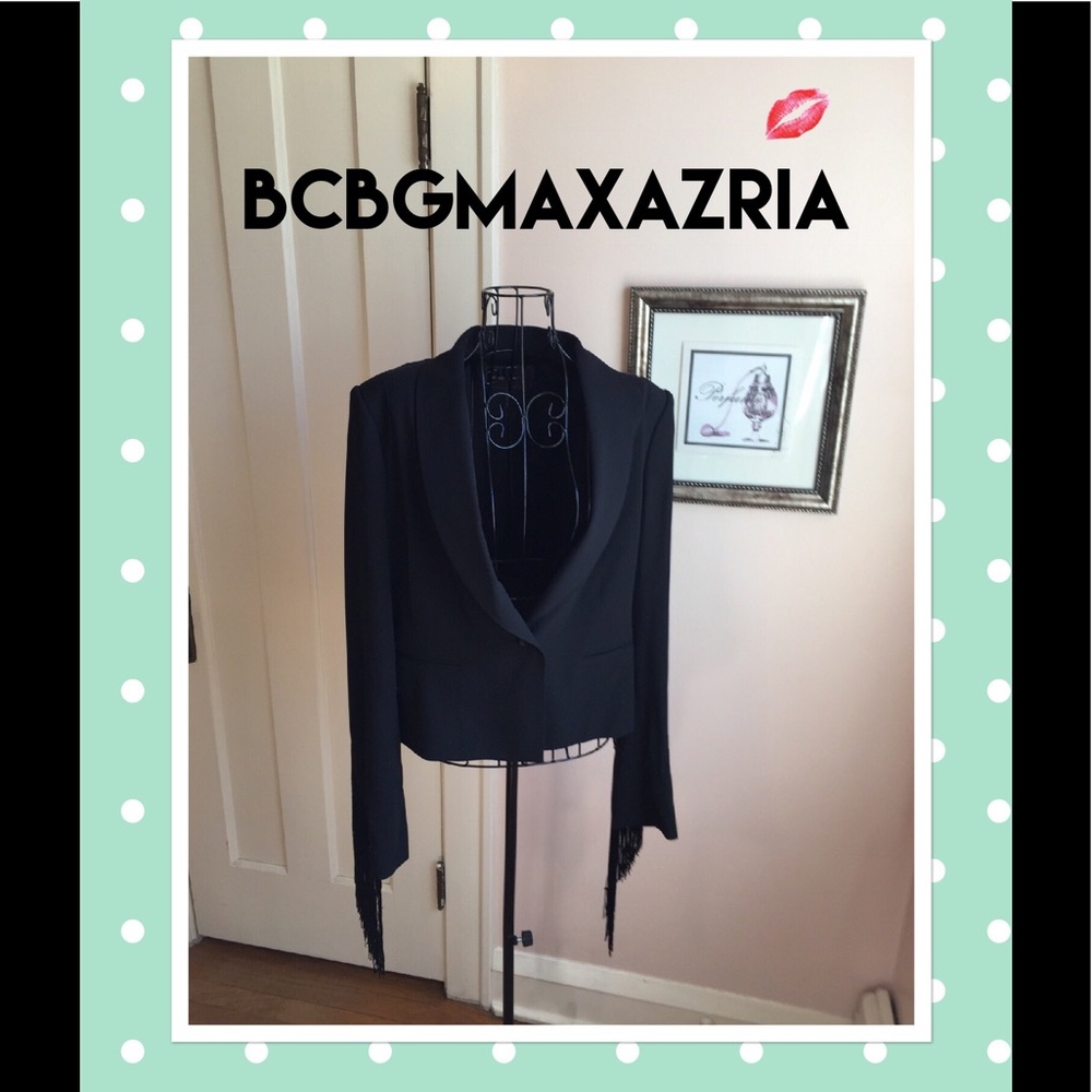 ❤️BCBMAXAZRIA Black Memphis Fringe Blazer