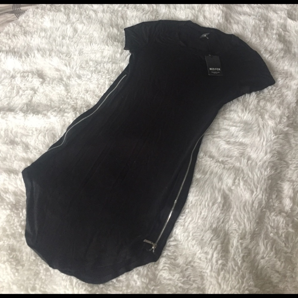 Black Zippered T-Shirt Dress