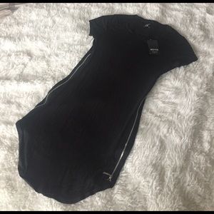 Black Zippered T-Shirt Dress
