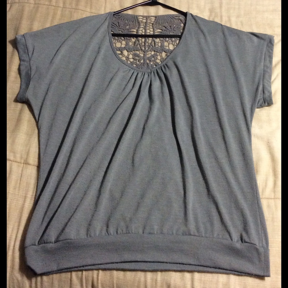 Gray Lace Back Shirt