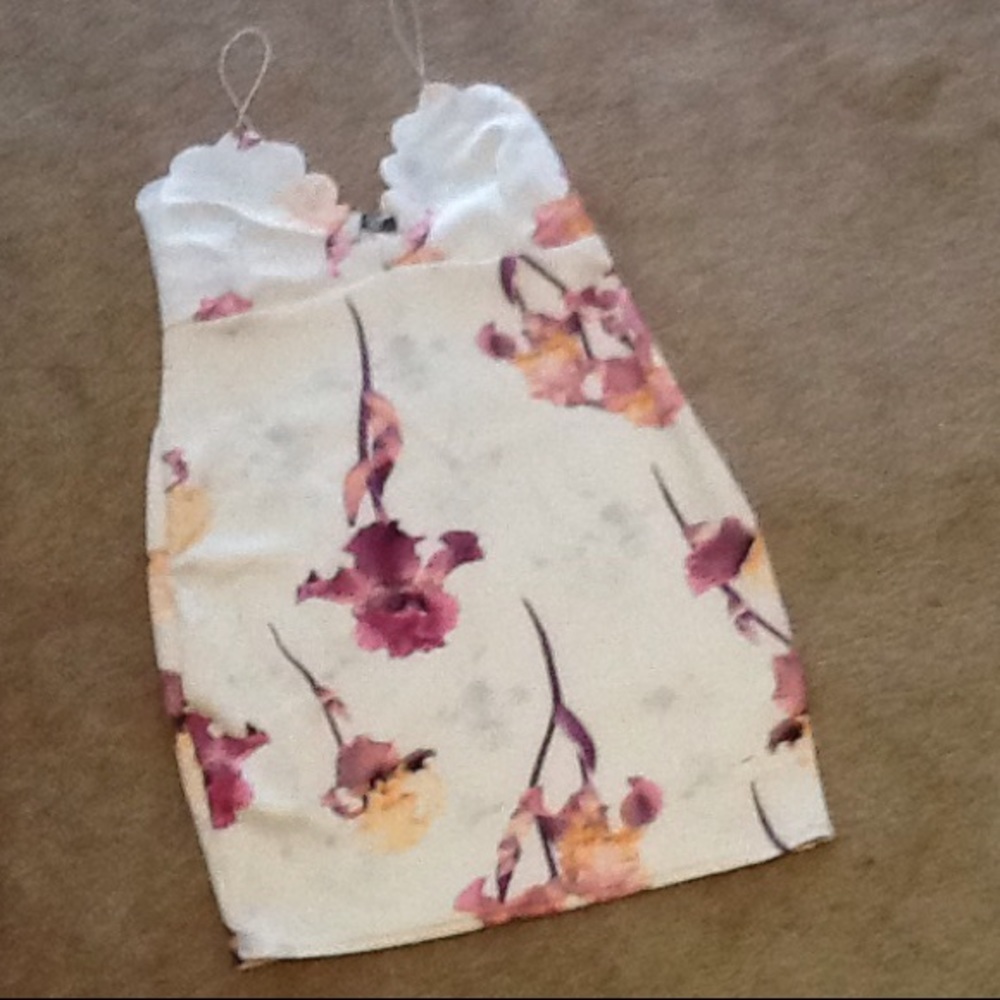 White floral mini dress