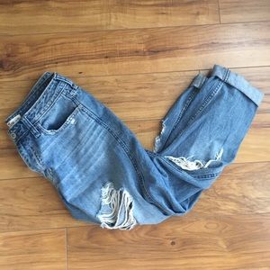 Hollister Blue Distressed Cuff Boyfriend Jeans 7