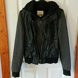 Dravus Hooded faux Leather Jacket