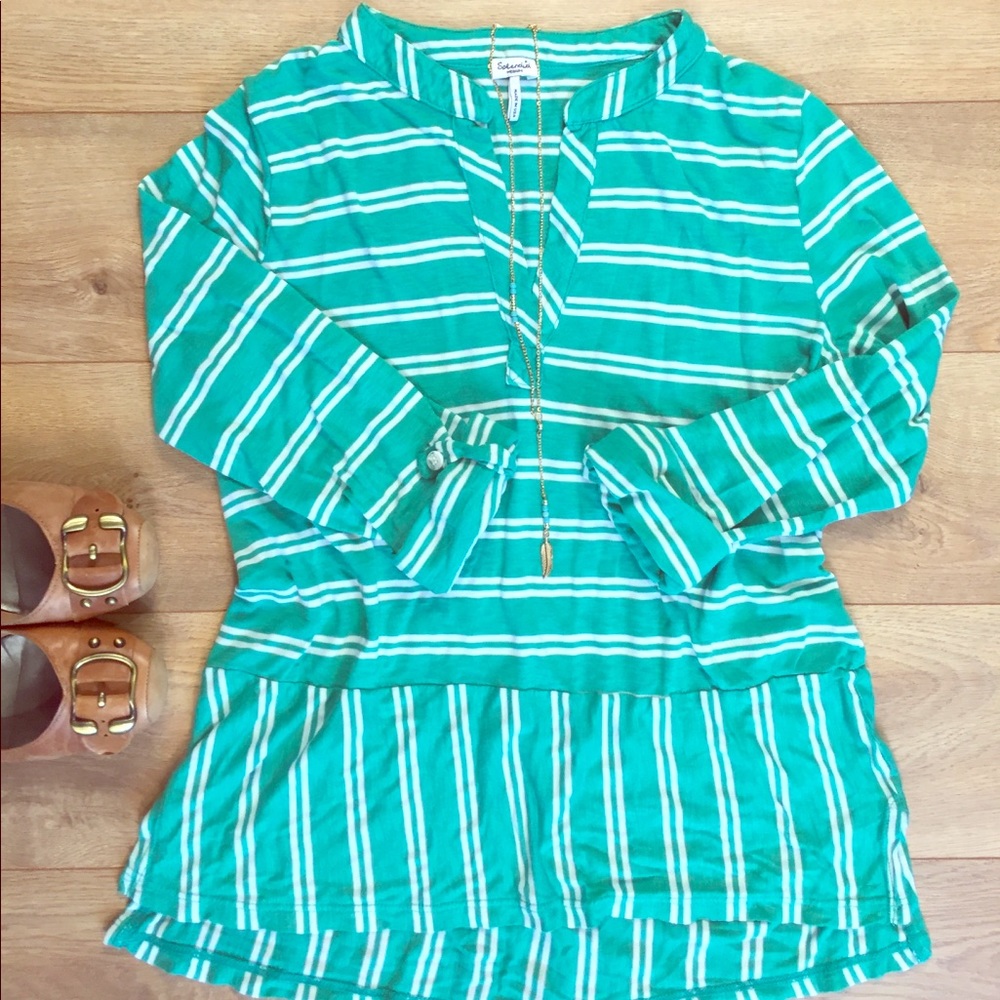 Splendid Green and White Striped Top