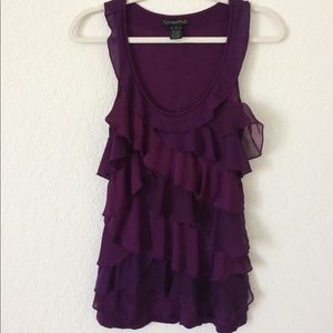Purple ruffle detail tank top