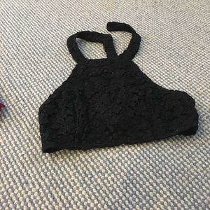 Lace black crop top