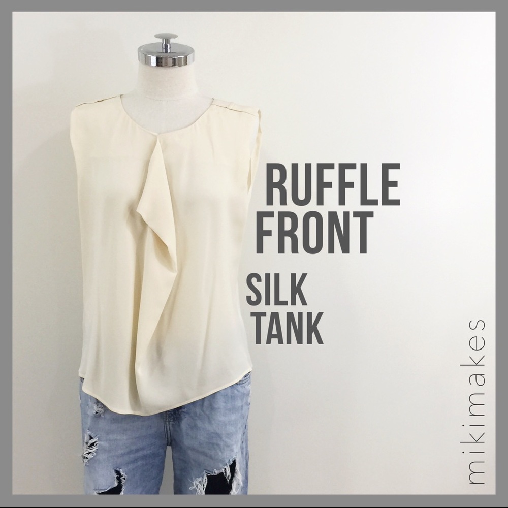 [ zara ] cream silk sleeveless tank w/ epaulets