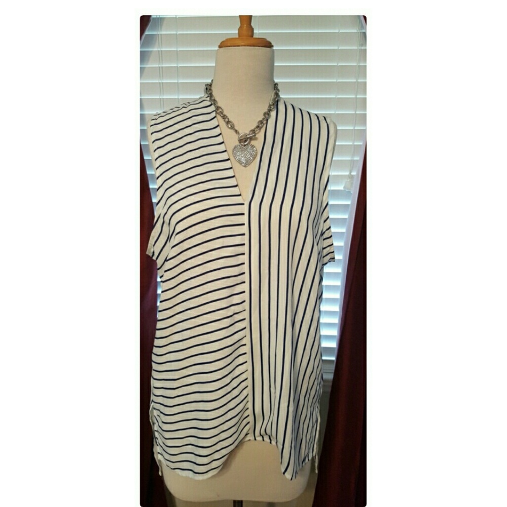 Asymmetrical striped top