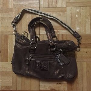 Chocolate Brown Coach purse with gold shimmer