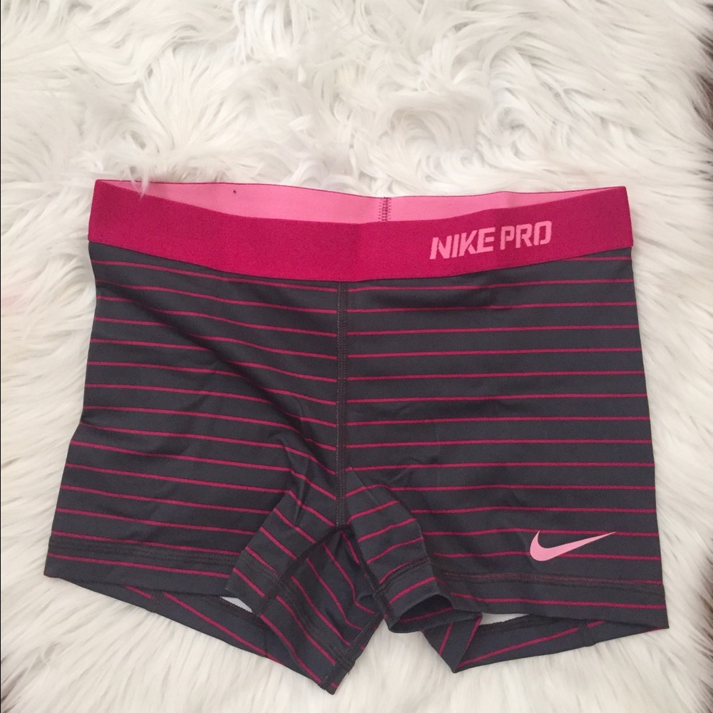 Pink and Gray Stripe Nike Pro Spandex