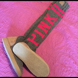 PINK Victoria Secret Sweater Slipper Boots