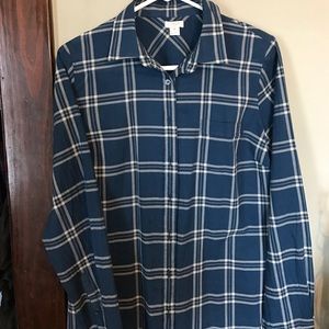 Blue striped button down blouse