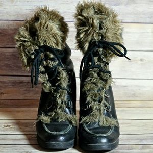 Aldo Boots with the fur and floral lining