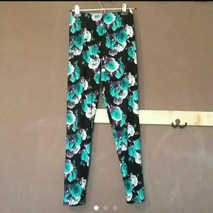 Blue and White Floral Leggings