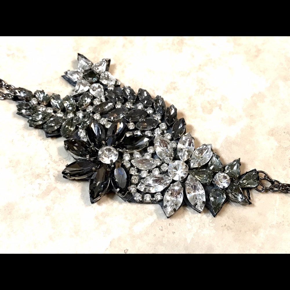 Zac Posen black crystal flower bracelet