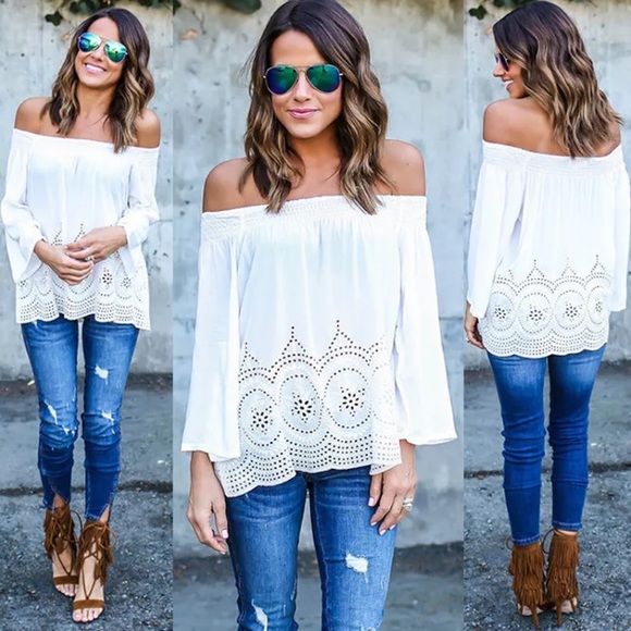 🌵MAKE AN OFFER🌵Santorini Off Shoulder Top - Picture 4 of 8