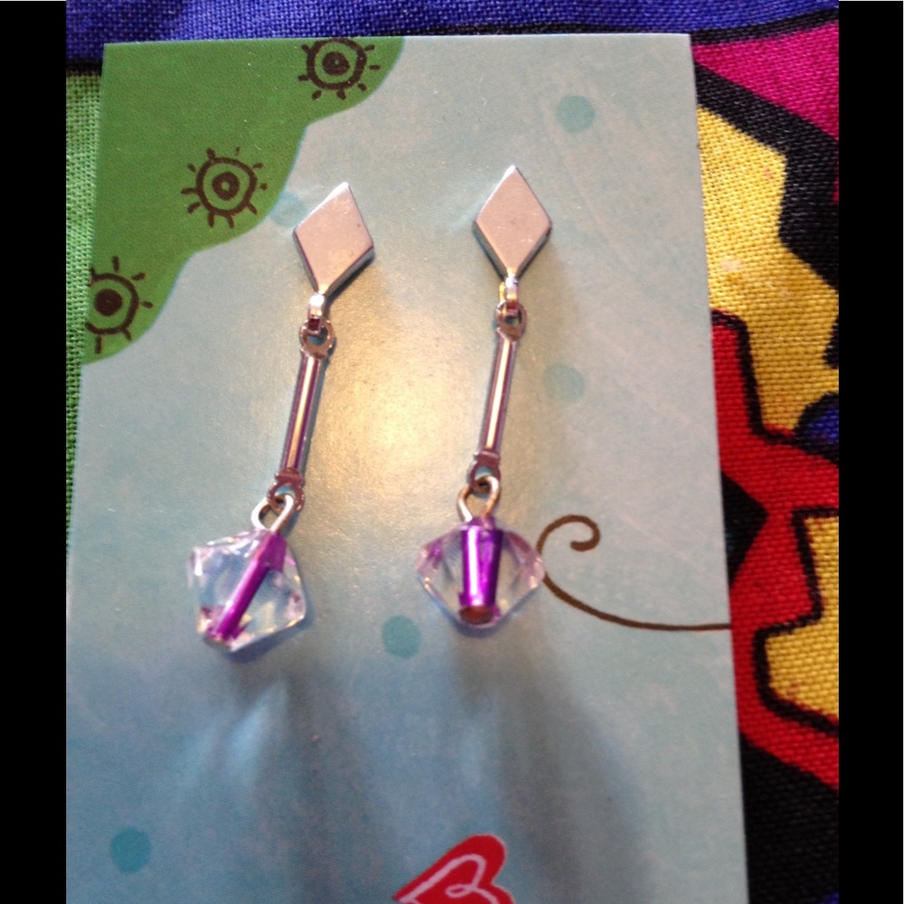 Purple+silver handmade upcycled vintage earrings