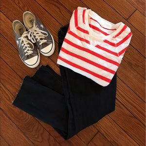 J. Crew orange and white striped shirt