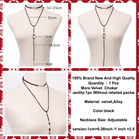 Black velvet chunky choker statement necklace - Picture 2 of 2