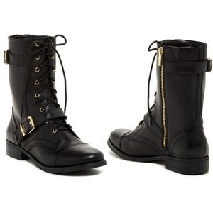 Arturo Chiang Black Leather Feisty Combat Boots