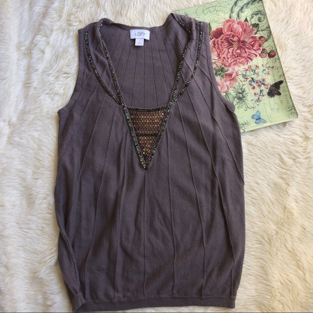 Ann Taylor LOFT embellished Sleeveless Top
