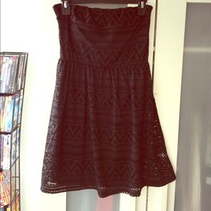 Strapless short black sundress