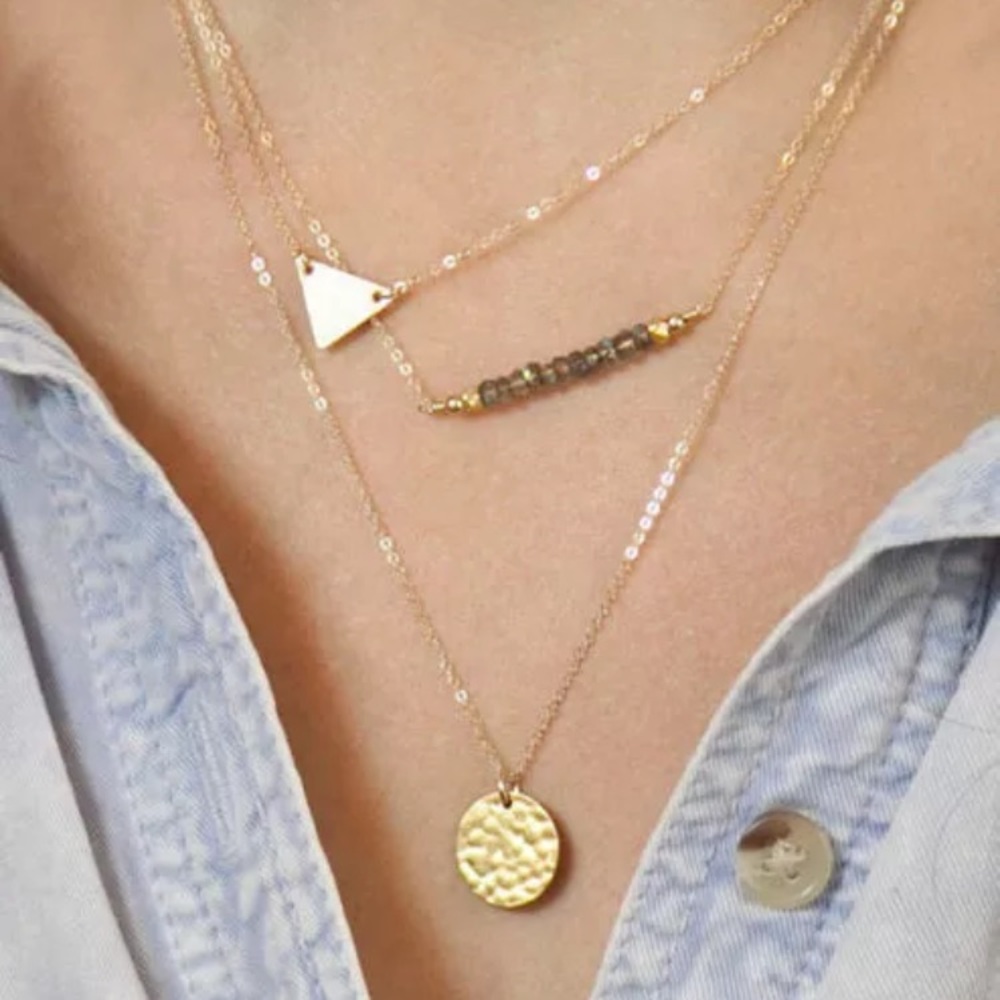 Gold Layered Chain Necklace minimalist - Picture 2 of 4