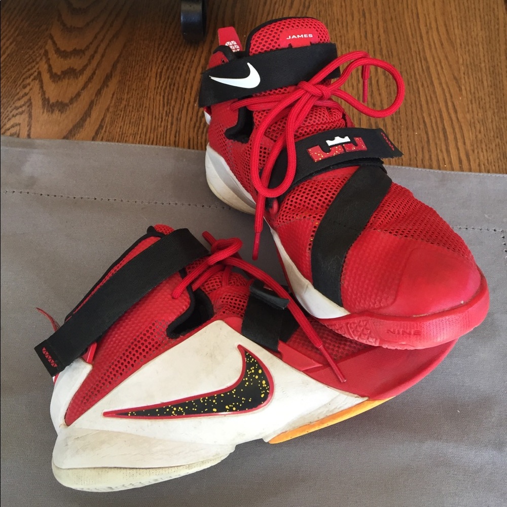 Nike Lebron James red boys high top shoes