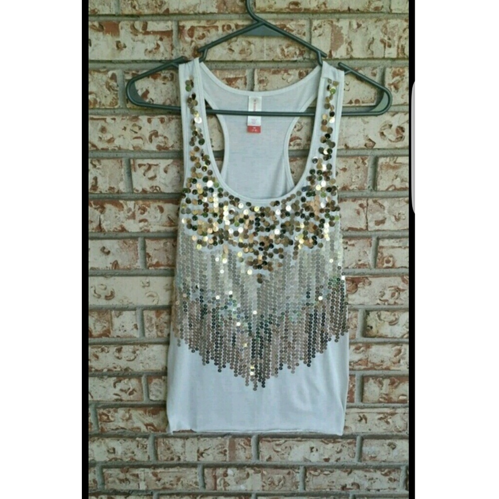Tan sequin tank