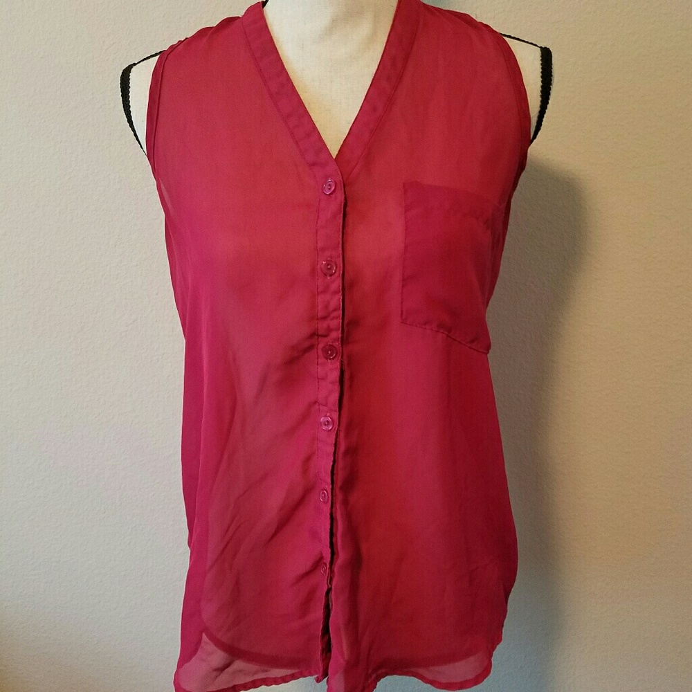 Cranberry Chiffon Sleeveless Blouse