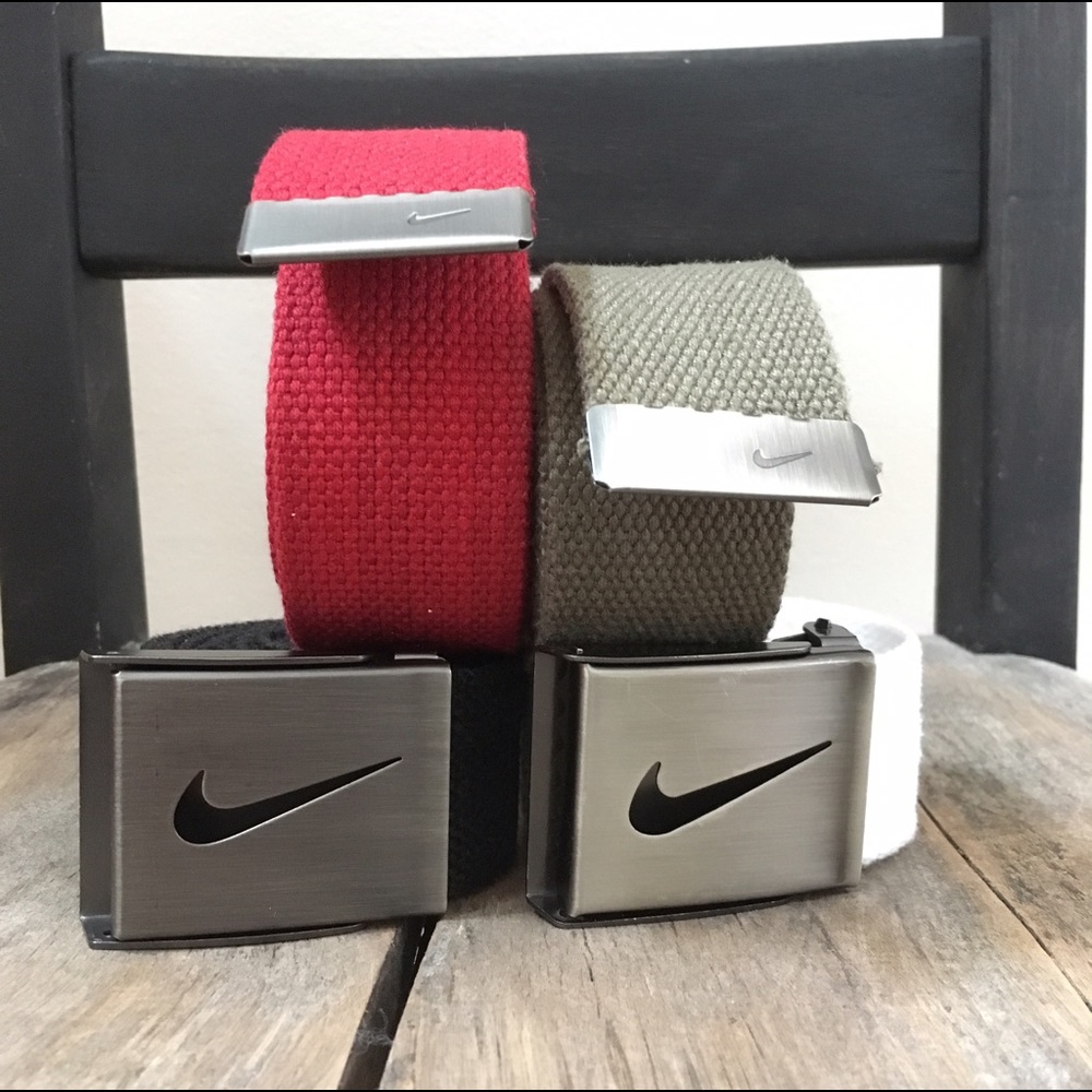 Nike Web Belts with Two Clamp Plaque Buckles