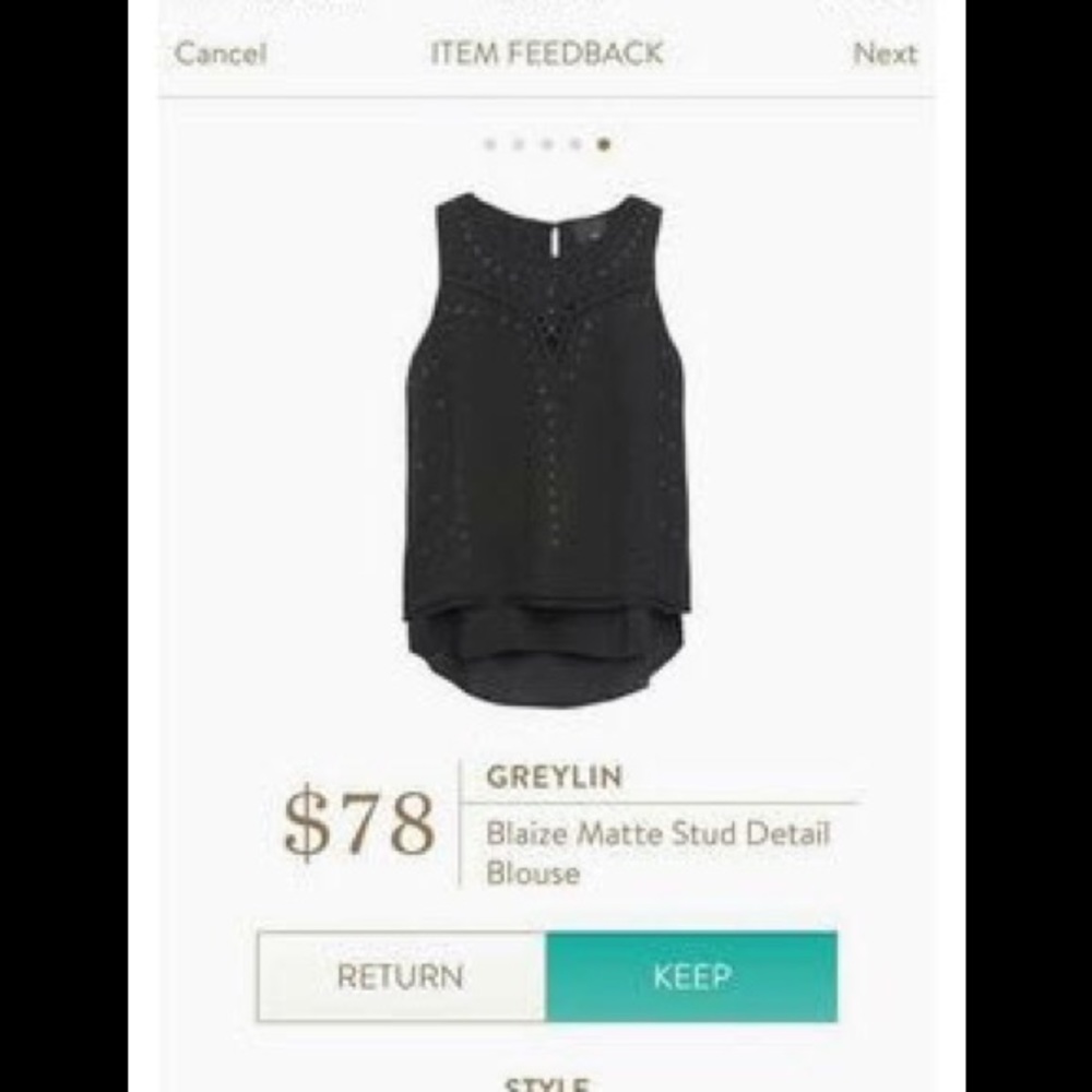 Stitchfix Greylin Blaise Black tank top medium