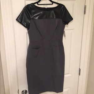 Black Halo Dress, Size 8, Leather neckline