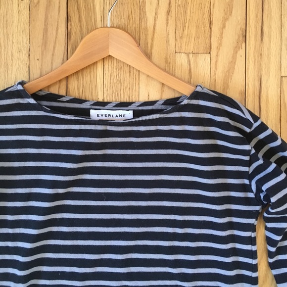 SOLD Everlane Striped Heavyweight Tee Grey/Black S - Picture 2 of 3